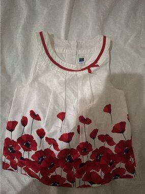 Janie and Jack White Tank Top with Red Poppy Print